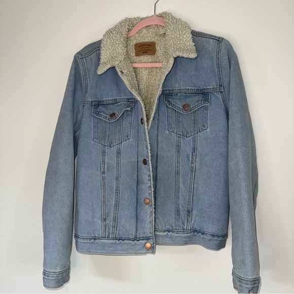 Blue Denim Sherpa Jacket - Picture 1 of 5